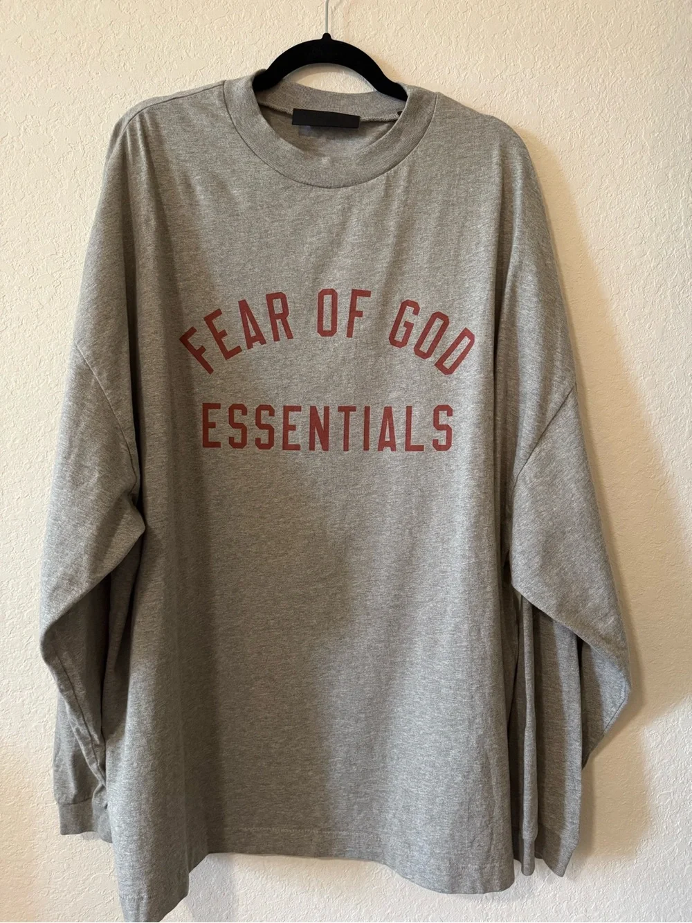 Essentials Grey Crewneck Tee with Black Neck Label - Picture 1 of 5